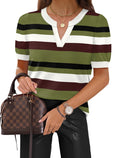 WIHOLL Short Sleeve Sweater Tops 2026 Spring Summer Trendy Knit Business Casual Essential V Neck Sweaters